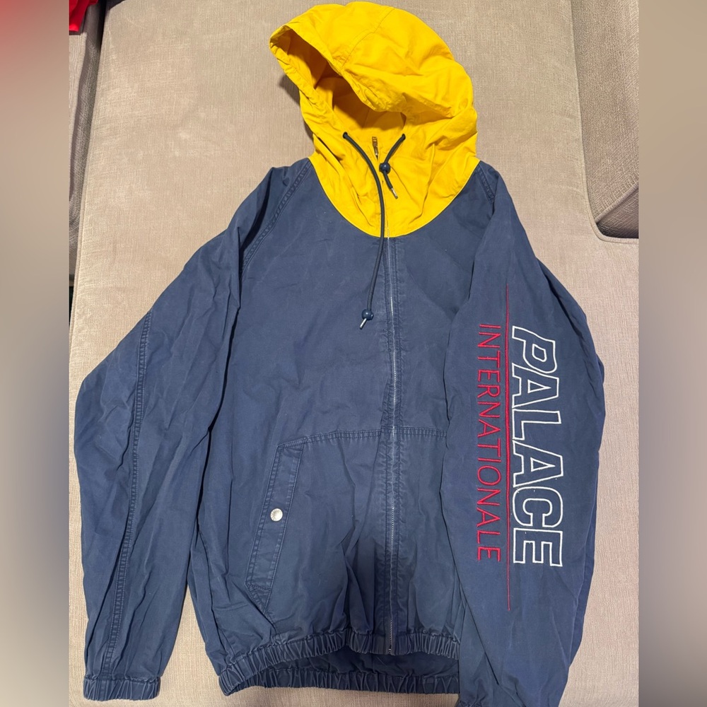 PALACE Navy and Yellow Hooded Jacket